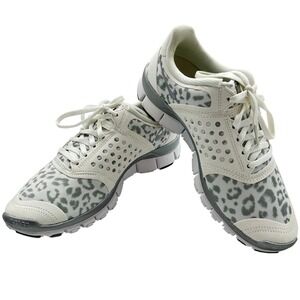 Nike Free 5.0 Running Shoes Womens 8.5 White Grey Leopard Print Silver EXCELLENT
